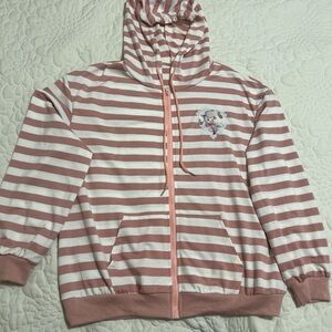 ROMWE Pink and White Striped Kids Hoodie